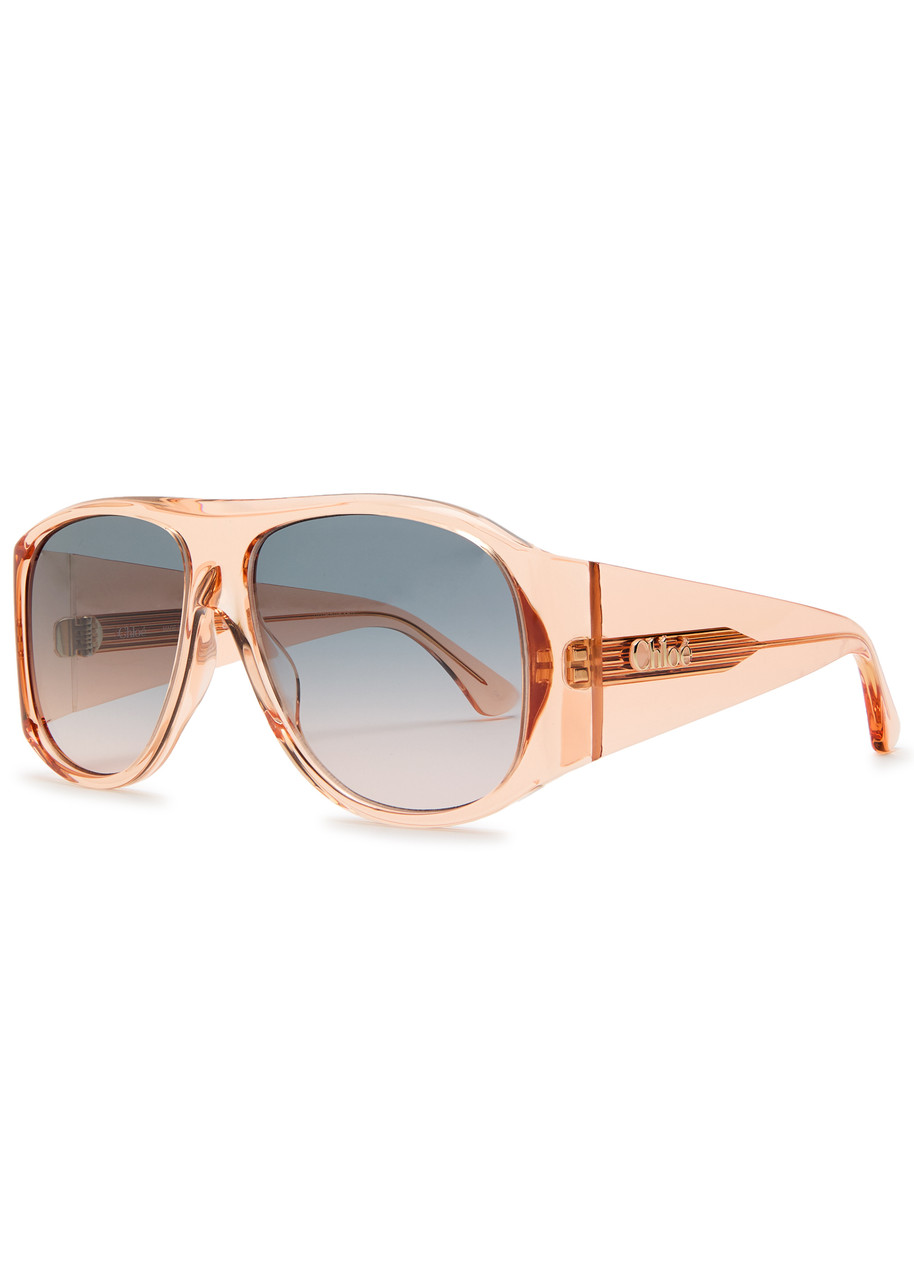 Chloe Oversized Aviator-style Sunglasses - Orange Other - One Size