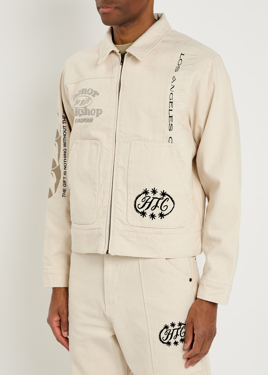  Honor The Gift Embroidered Denim Jacket - Natural - Xl 
