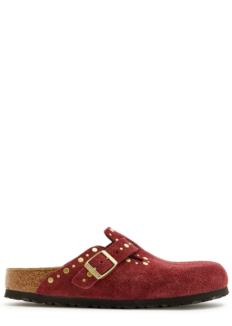 Birkenstock Boston Rivet Suede Clogs - Burgundy - 40 (IT40/ UK7)