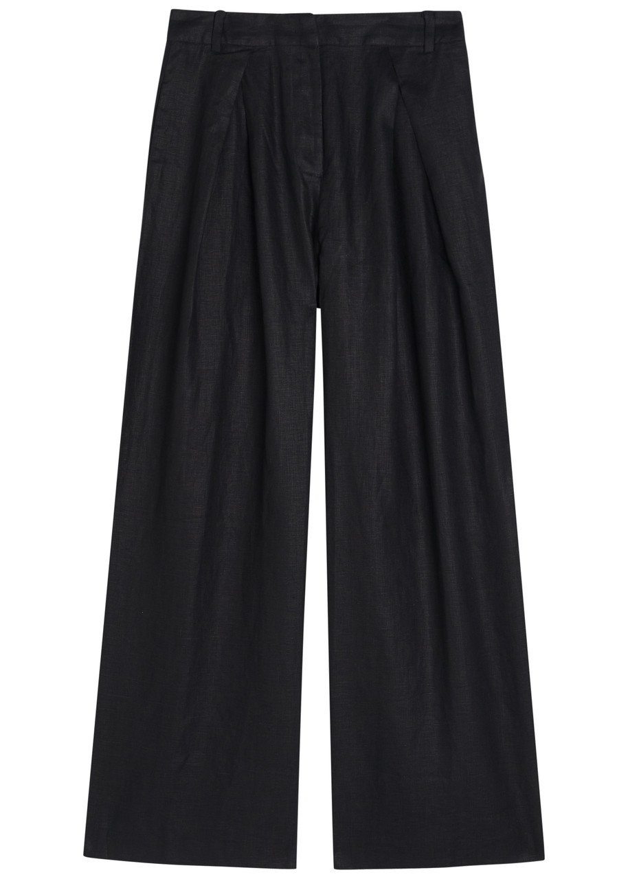 Faithfull The Brand Sofia Pleated Wide-leg Linen Trousers In Multi