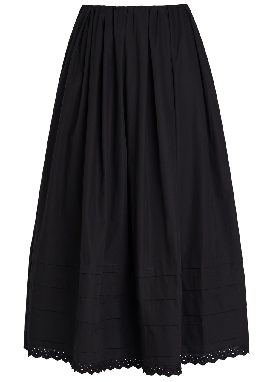 Faithfull The Brand Ruth Broderie-anglaise Cotton Midi Skirt In Animal Print
