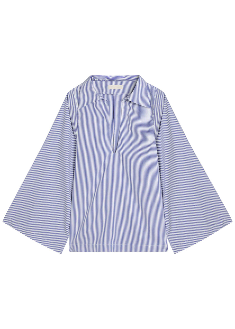 Faithfull The Brand Gaia Striped Cotton-poplin Blouse In Animal Print