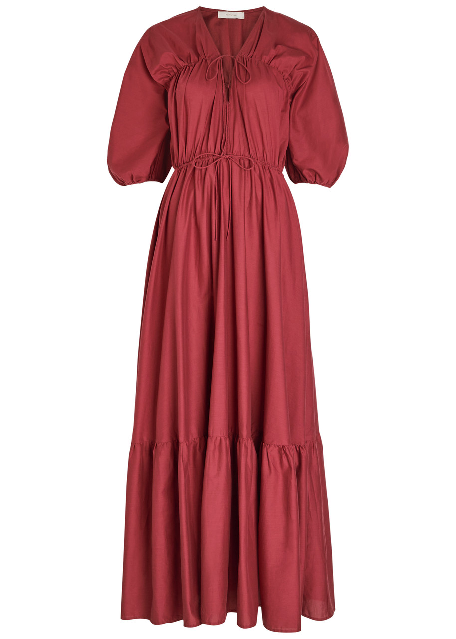 Faithfull The Brand Sigrid Drawstring Cotton Maxi Dress In Animal Print