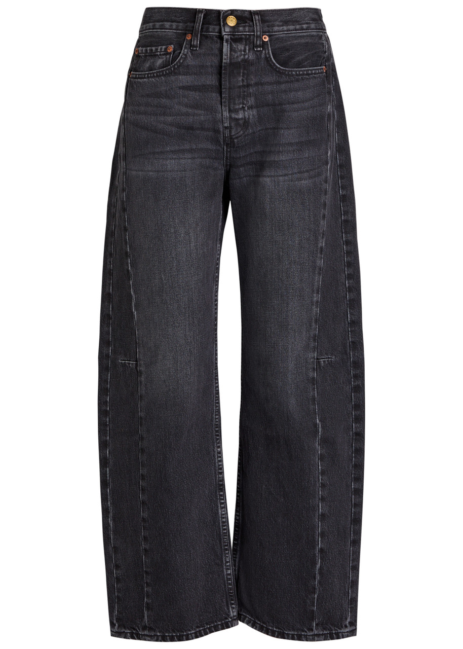 Bsides Slim Lasso Structured Barrel-leg Jeans In Black