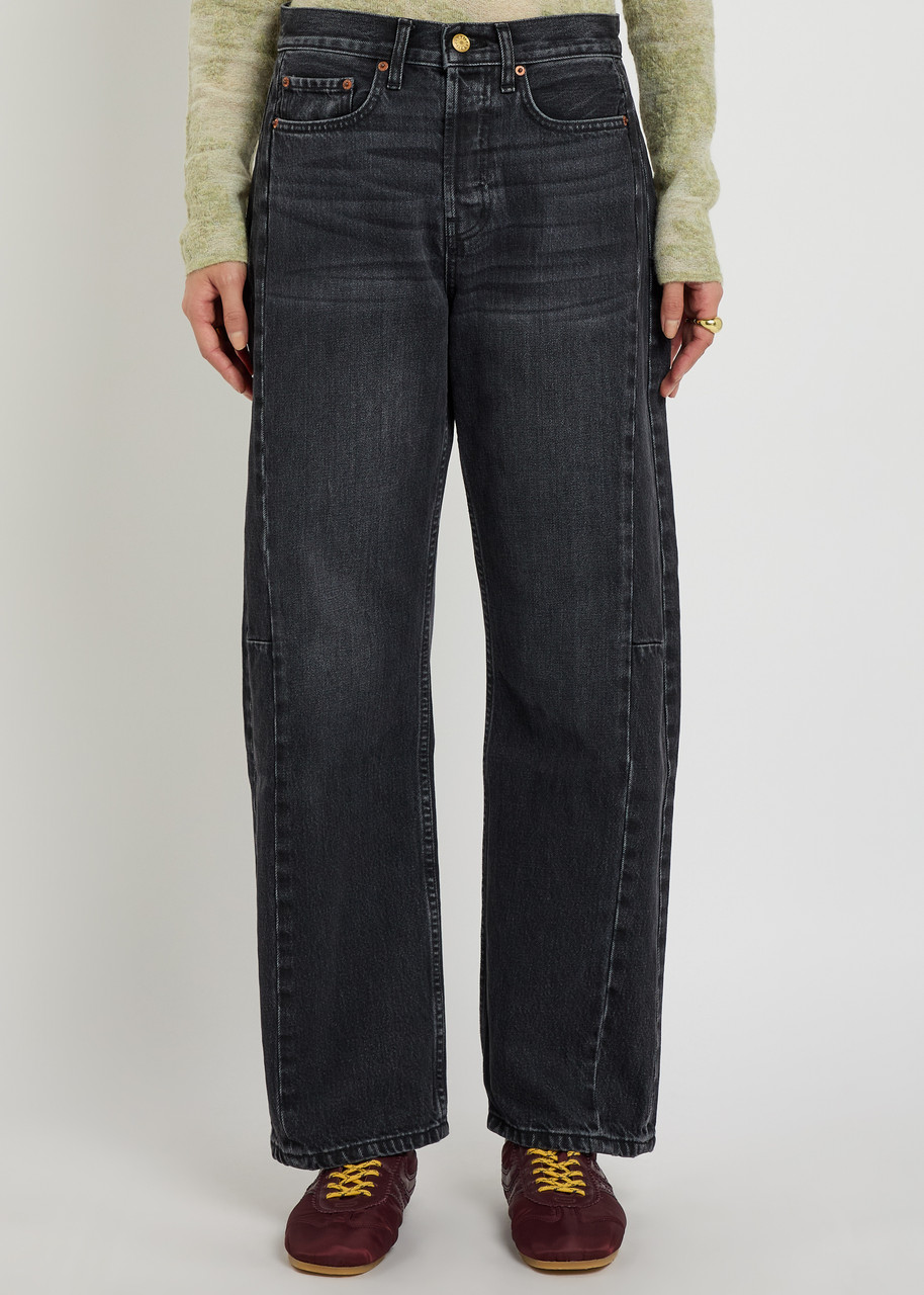 Bsides Slim Lasso Structured Barrel-leg Jeans In Black
