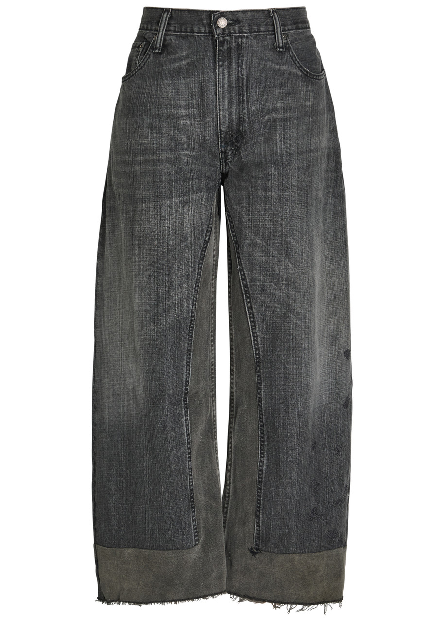 Bsides Reworked Vintage Culotte Panelled Wide-leg Jeans In Gray