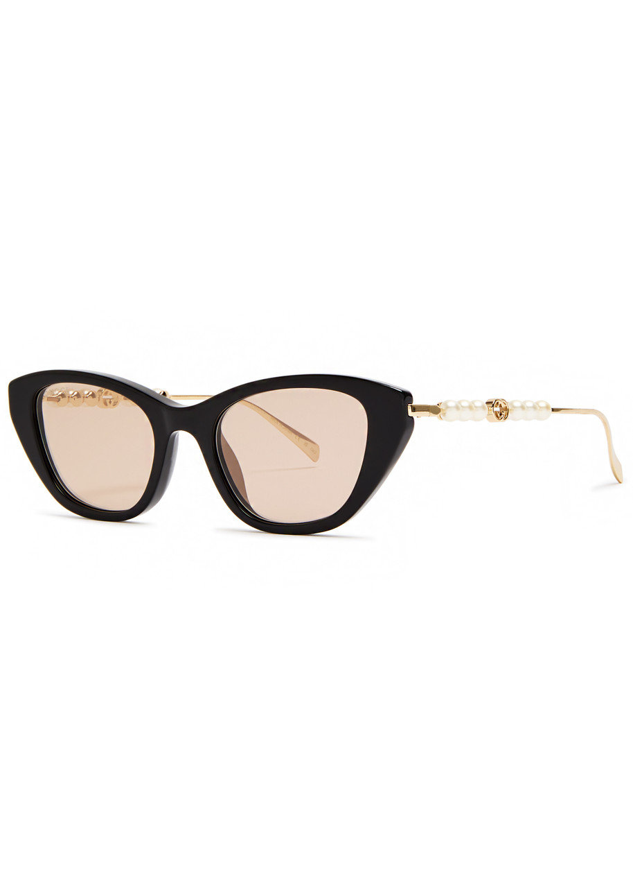 Gucci Pearl Cat-eye Sunglasses - Black - One Size
