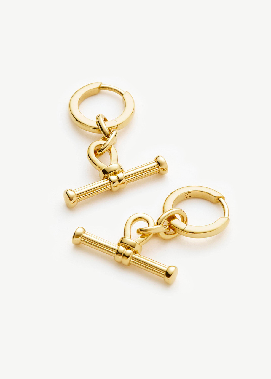Missoma Womens Ridge T-bar 18ct Yellow Gold-plated Brass Huggie Drop Earrings In Gold
