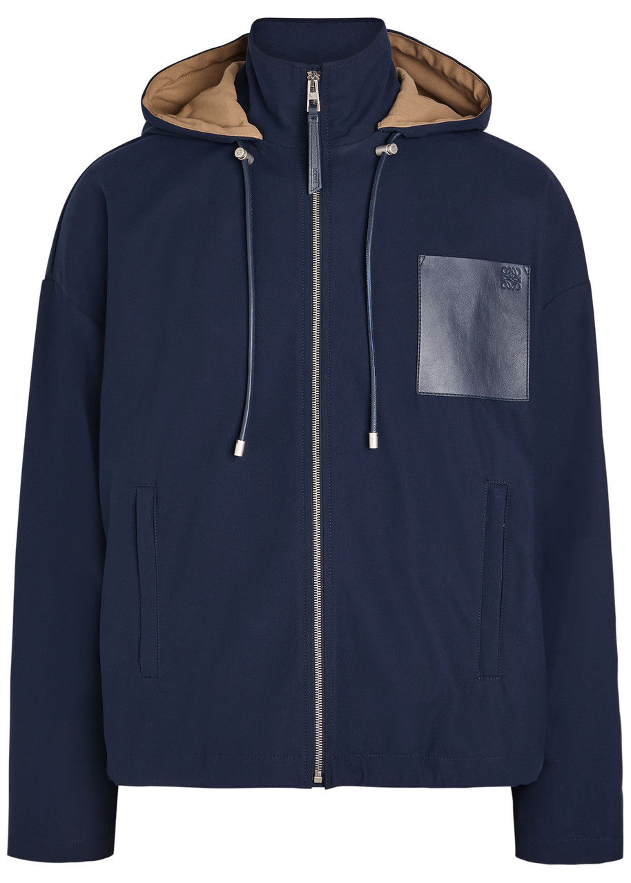 Loewe Anagram Hooded Canvas Jacket - Navy - 50 (IT50 / L)