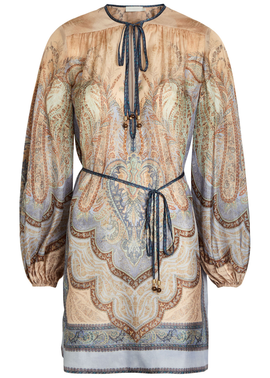Zimmermann Wanderlust Printed Silk Tunic In Brown