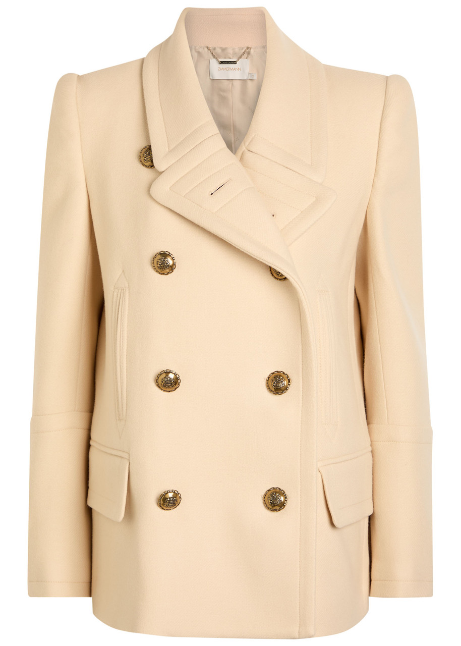 Zimmermann Hypnotic Double-breasted Wool-blend Peacoat In Brown