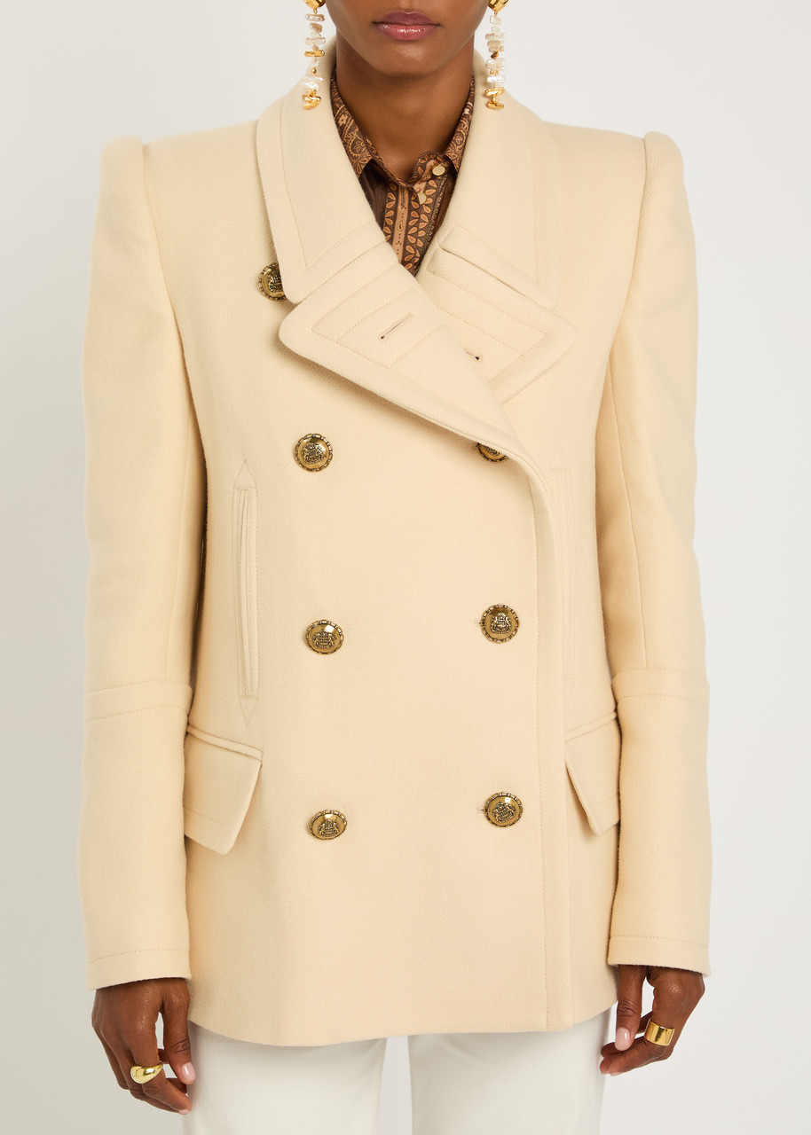 Zimmermann Hypnotic Double-breasted Wool-blend Peacoat In Brown