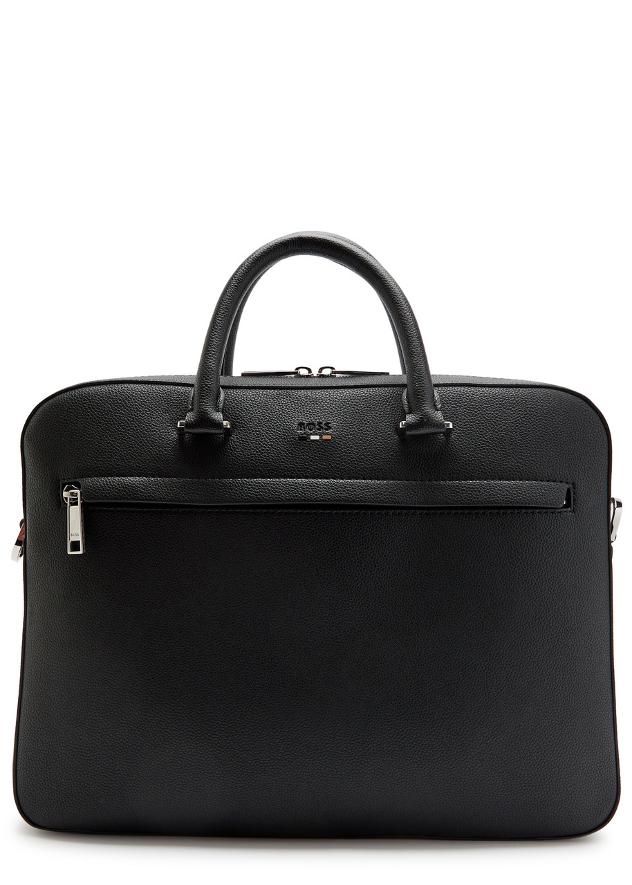 Boss Ray Grained Leather Briefcase - Black - One Size