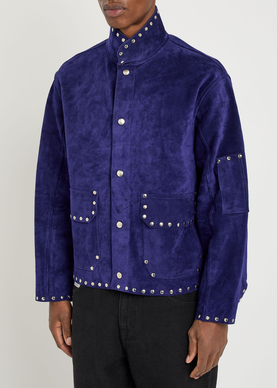  Bode Studded Suede Jacket - Blue - M 