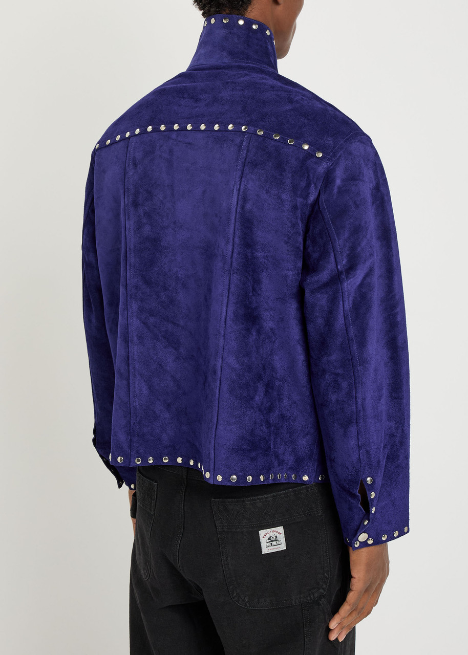  Bode Studded Suede Jacket - Blue - M 