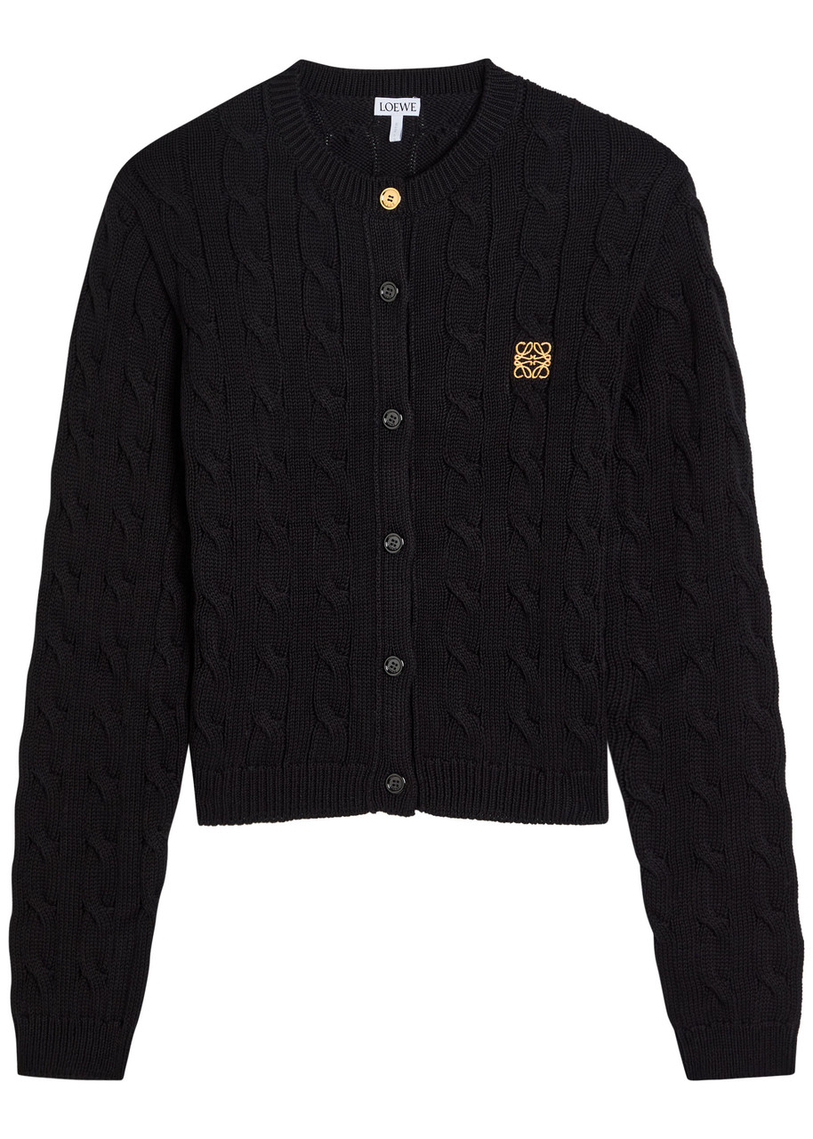 Loewe Cable-knit Cotton Cardigan - Black - M (UK12 / M)
