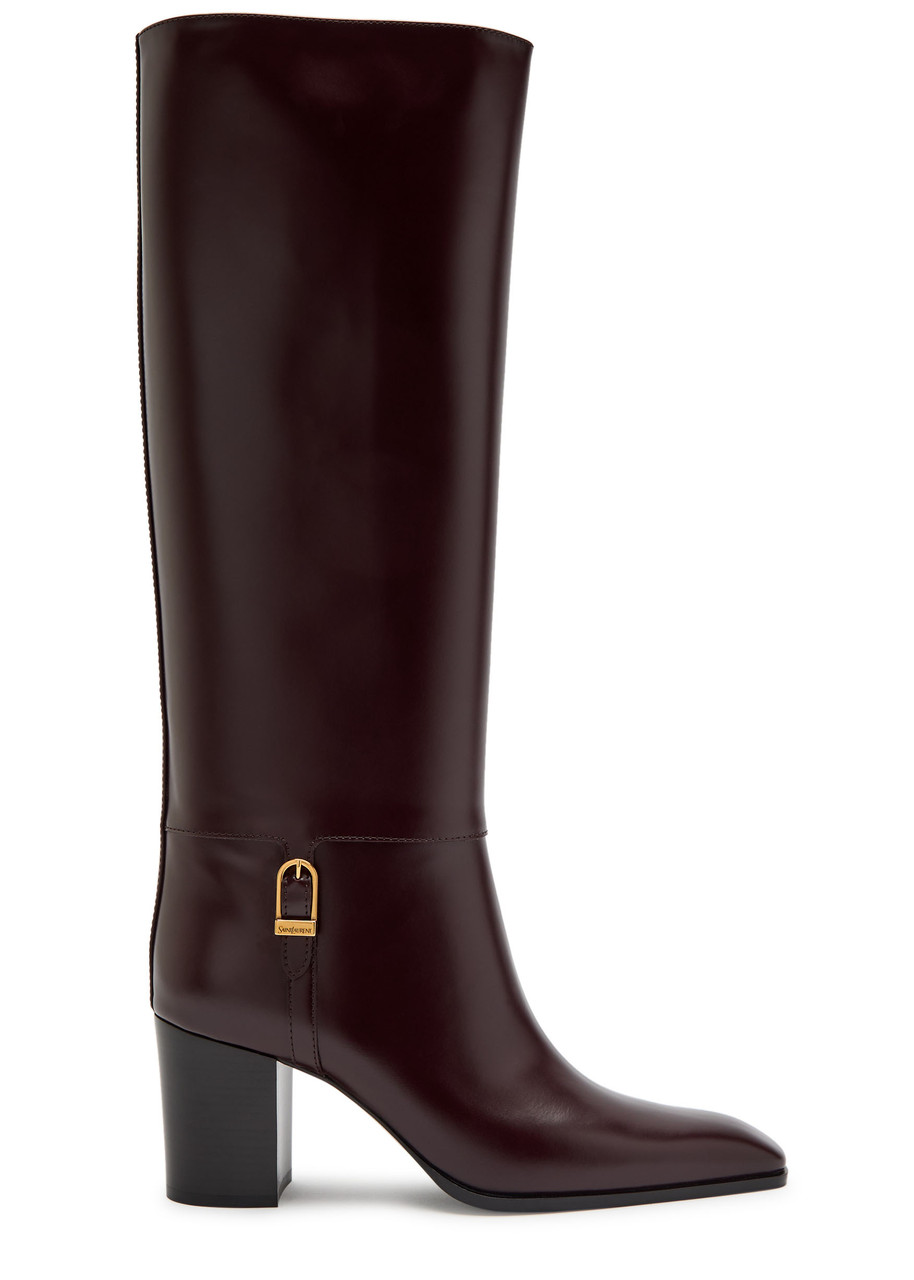 Saint Laurent Julia 70 Leather Knee-high Boots – Burgundy – 36 (IT36 / UK3)