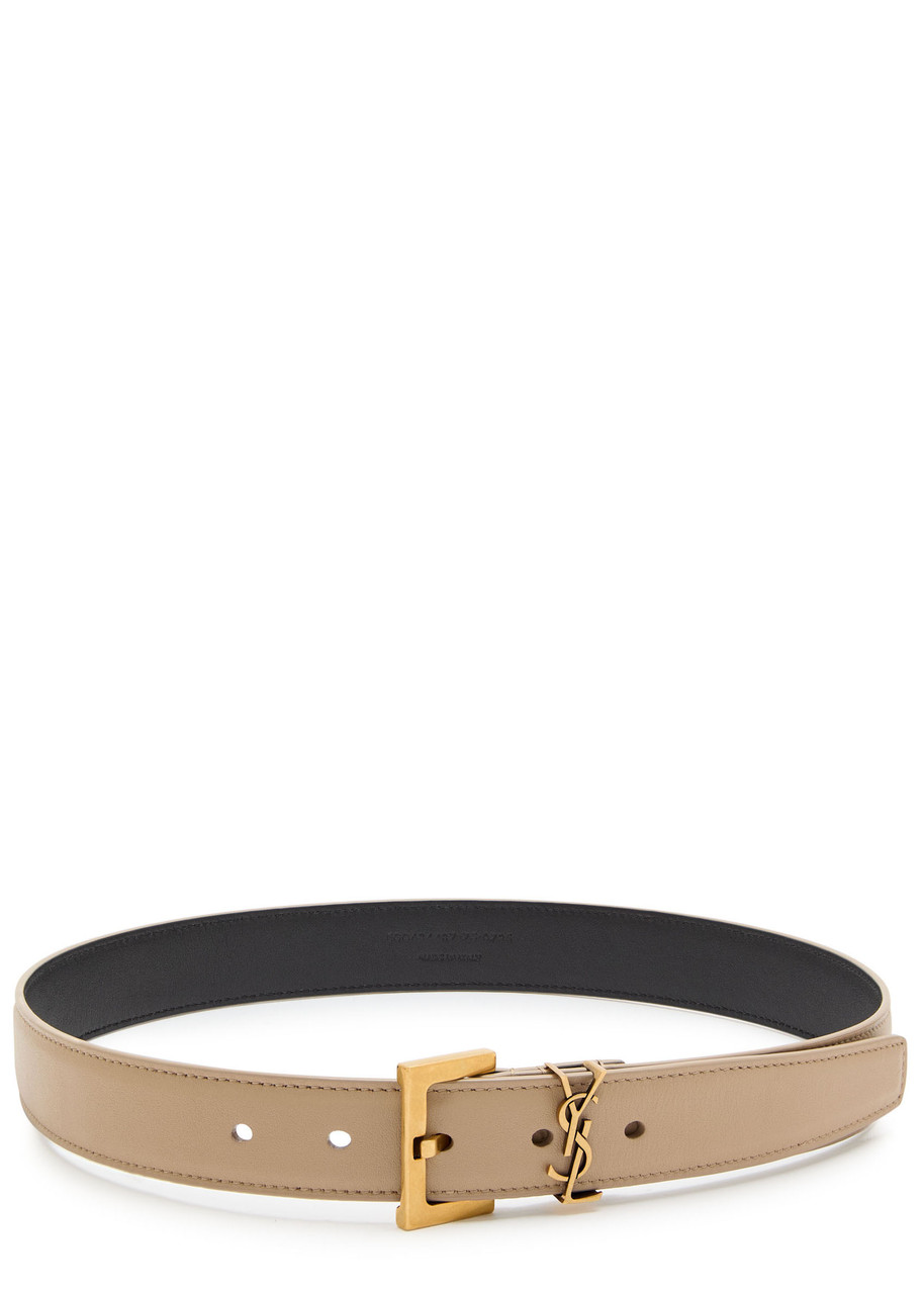 Saint Laurent Logo Leather Belt - Beige - 90 (UK14/ L)