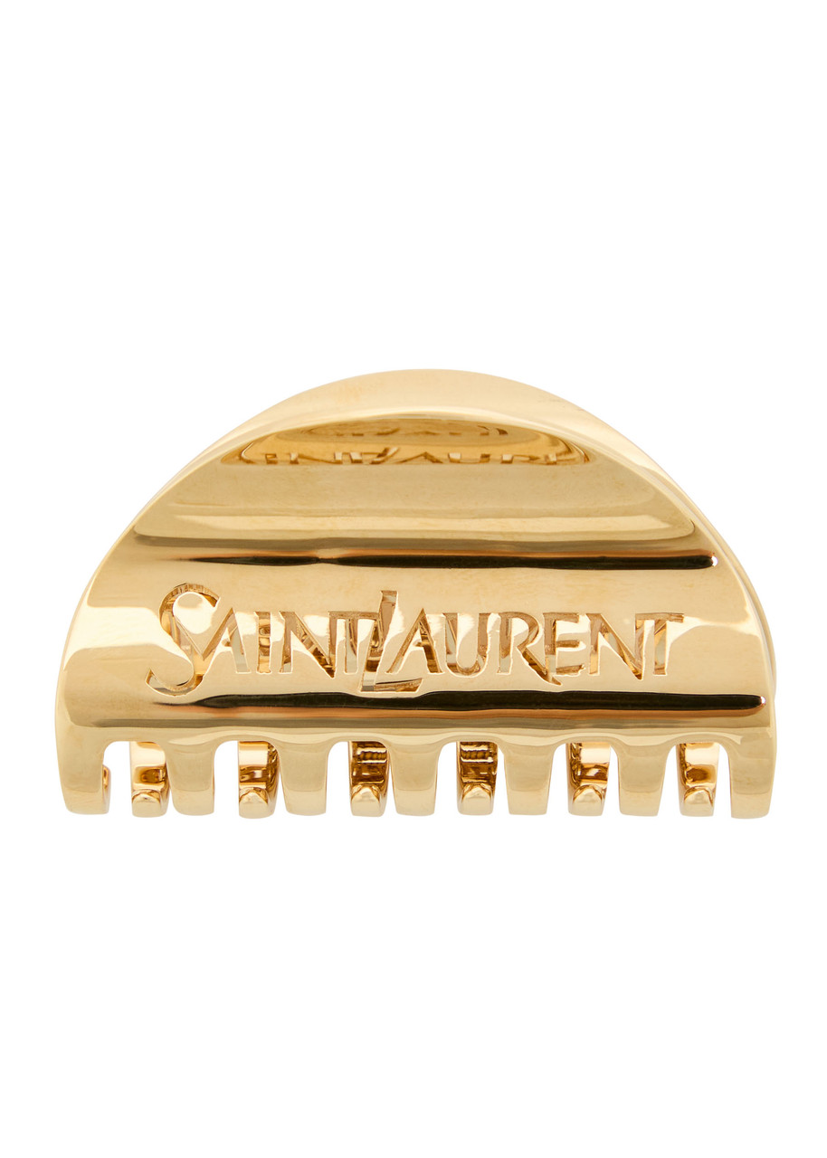 Saint Laurent Logo-engraved Brass Hair Clip - Gold - One Size