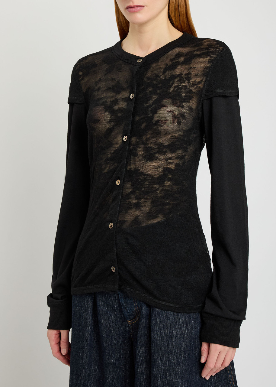 Our Legacy Heat Floral-jacquard Merino Wool Top In Black