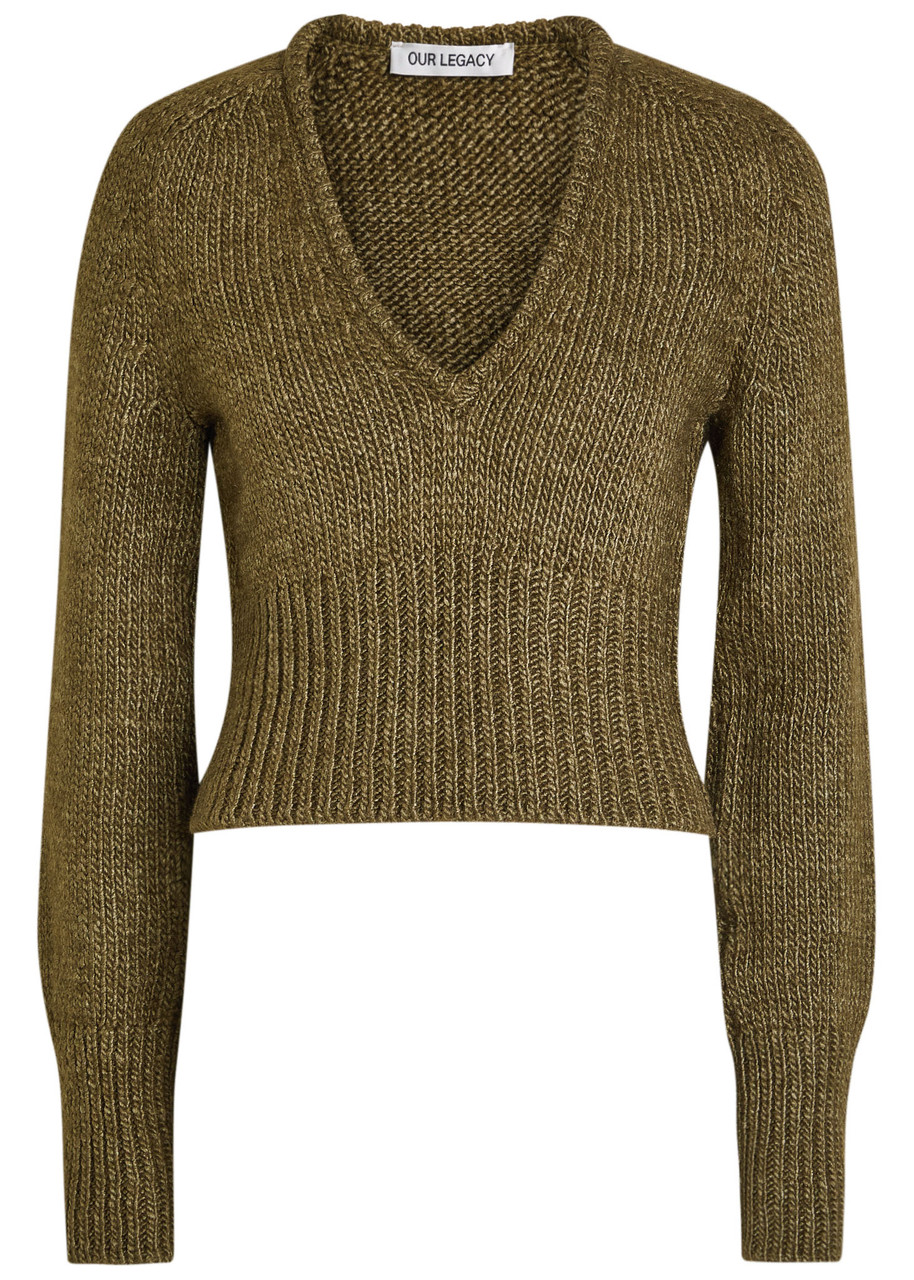 Our Legacy Sharp Wool And Silk-blend Jumper In Green