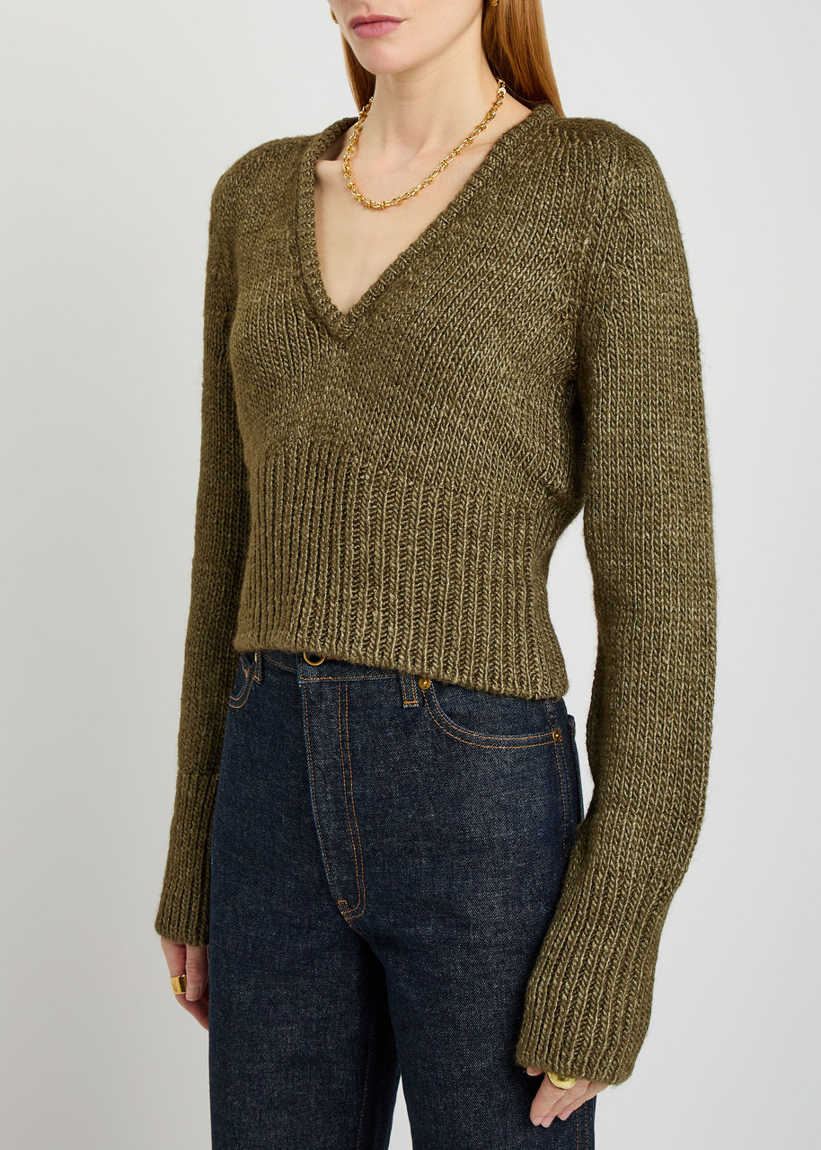 Our Legacy Sharp Wool And Silk-blend Jumper In Green