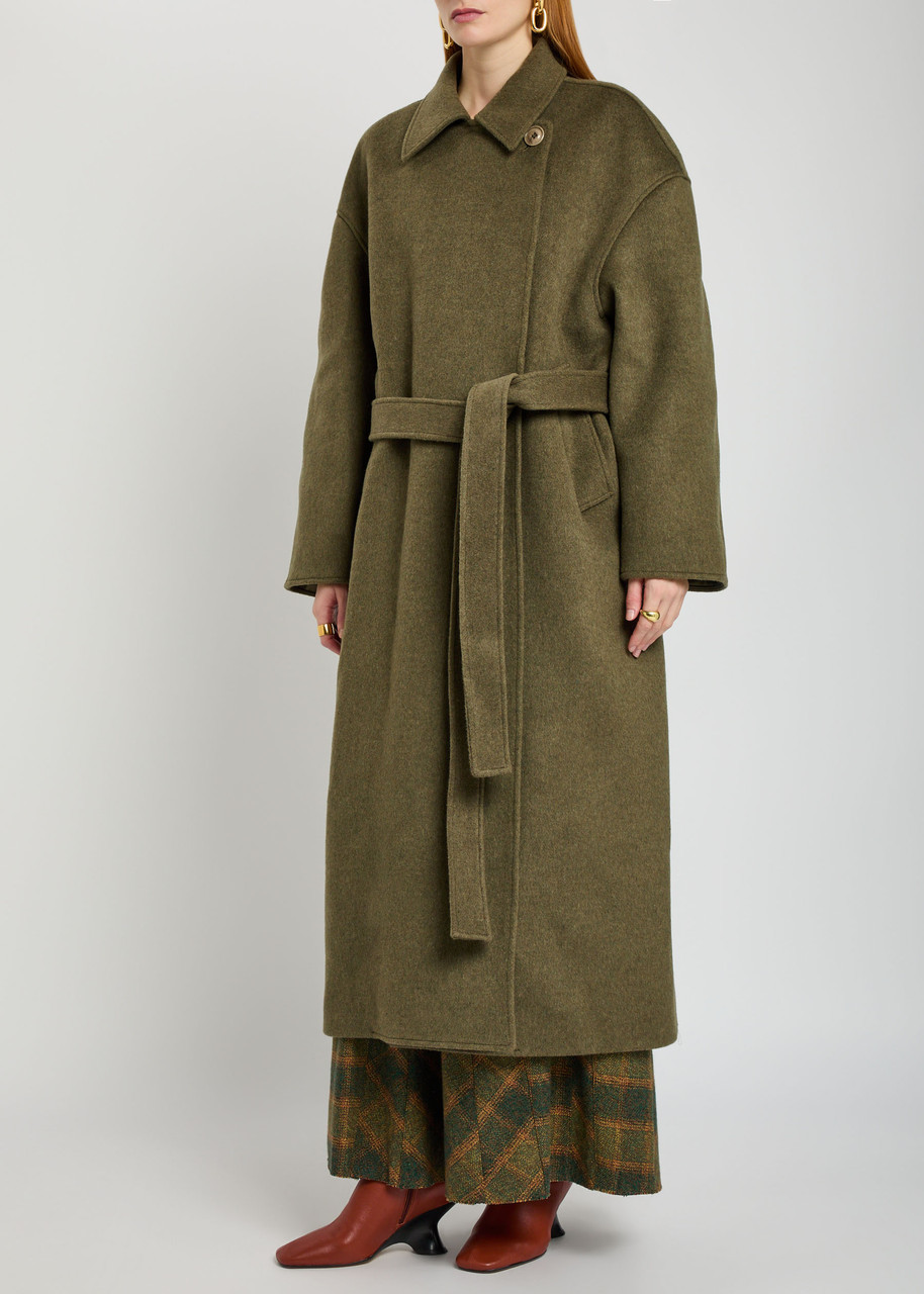 Our Legacy Court Belted Wool-blend Trench Coat In Green