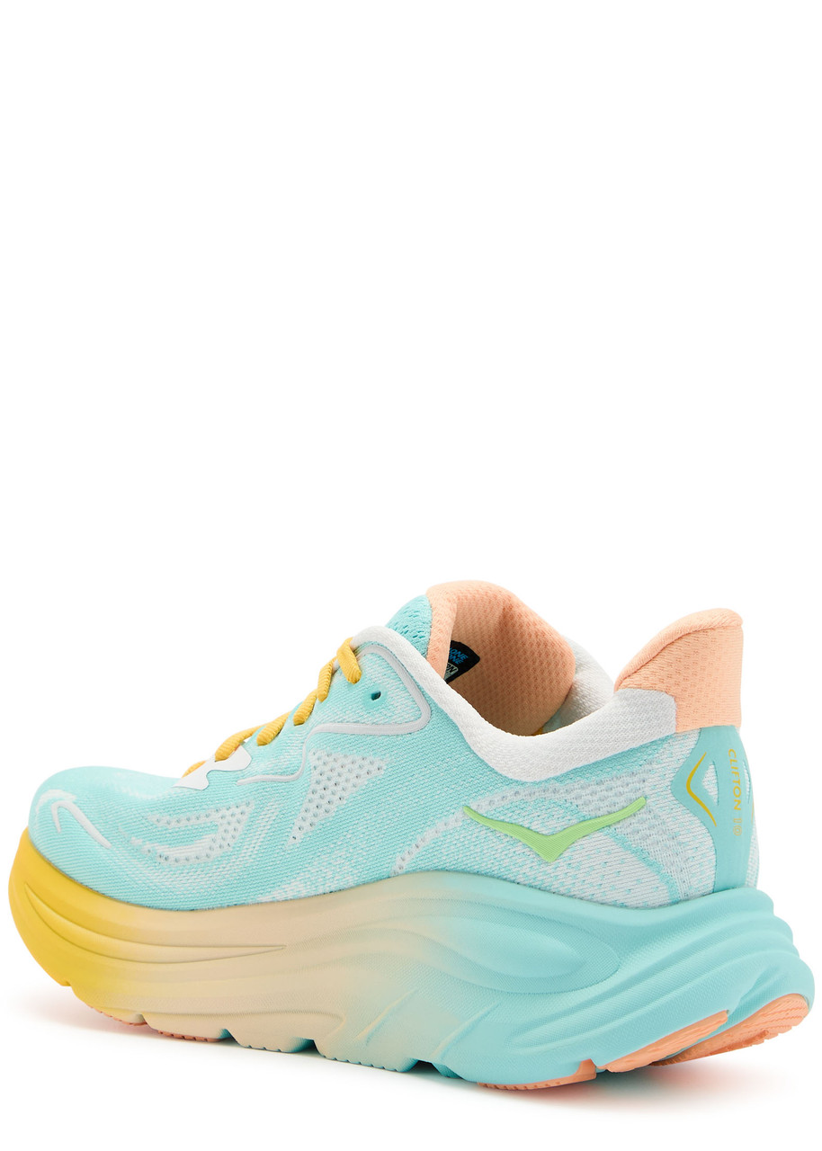 Hoka Clifton 10 Jacquard Mesh-knit Sneakers In Blue