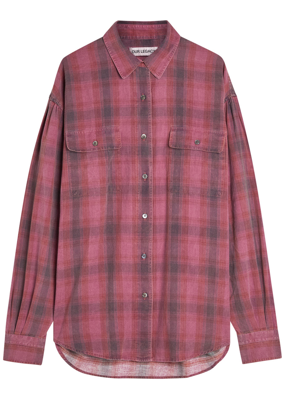 Our Legacy Relaxed Fit Plaid Shirt With Classic Collar And Button-down Front In Blue