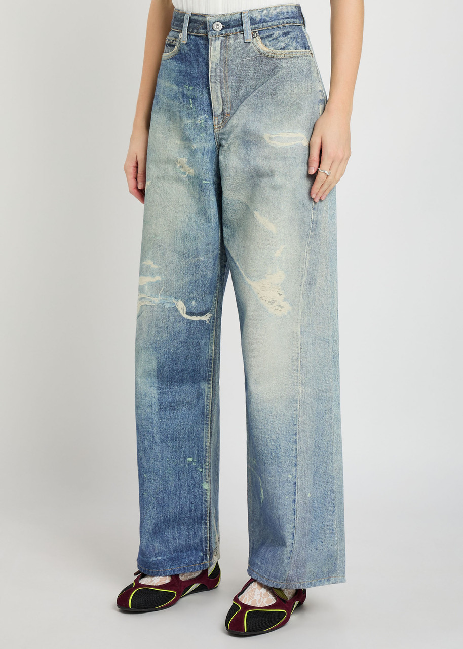 Our Legacy Full-cut Denim-print Straight-leg Jeans In Blue