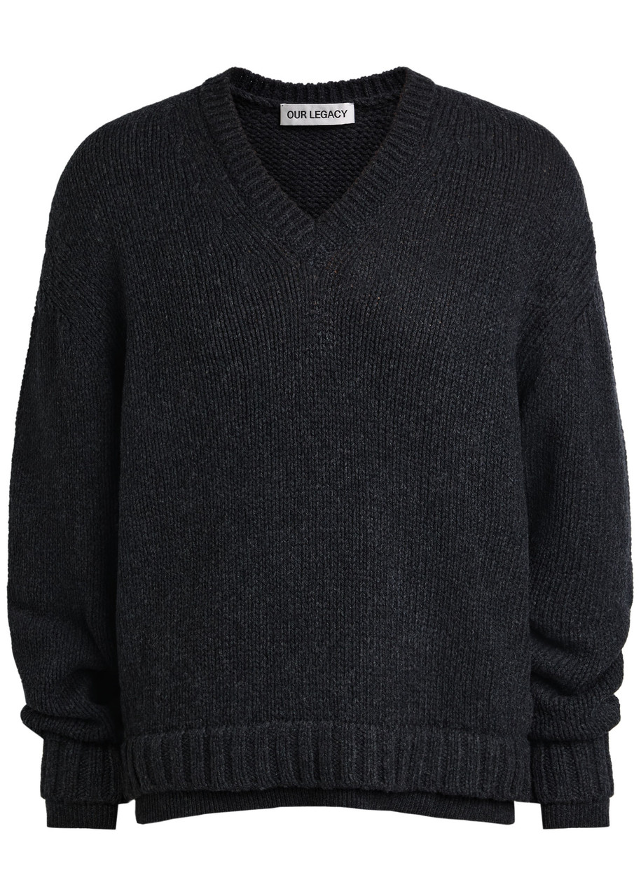 Our Legacy False Layered-effect Merino Wool Jumper In Blue