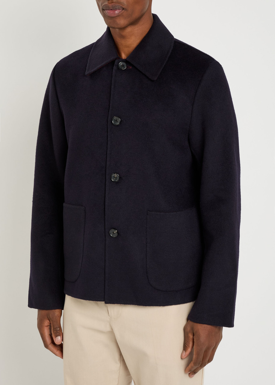Ps By Paul Smith Navy Double-face Wool-blend Short Coat Blue In Multi