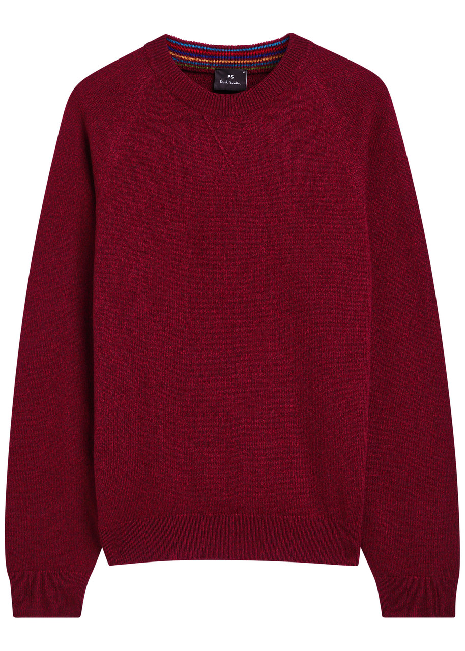 Ps By Paul Smith Ps Paul Smith Melange Merino Wool Jumper In Burgundy