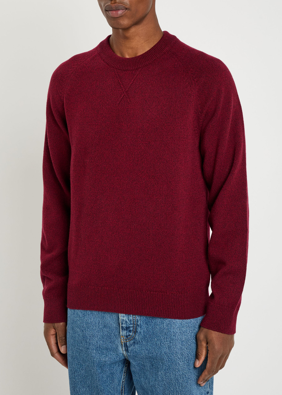 Ps By Paul Smith Ps Paul Smith Melange Merino Wool Jumper In Burgundy