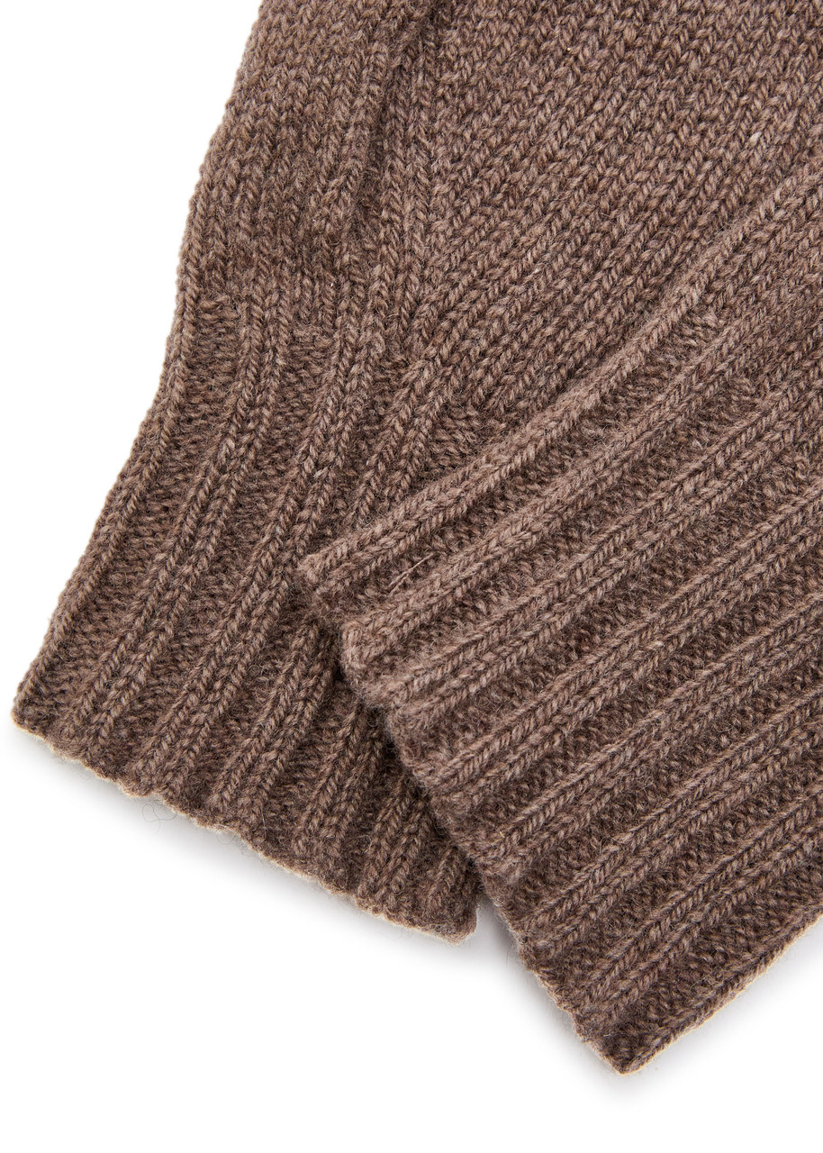 John Smedley Calow Cashmere And Merino-blend Gloves In Brown