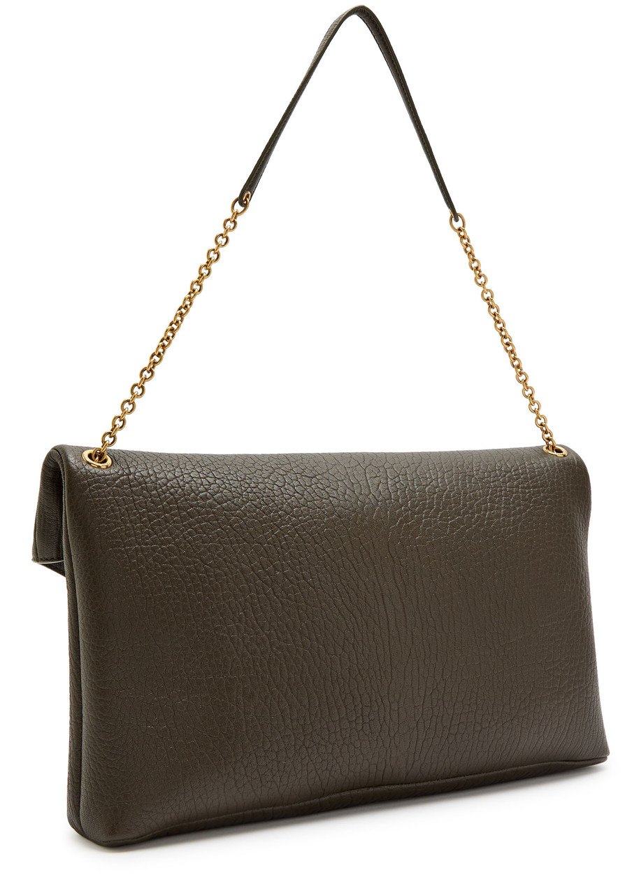 Saint Laurent Envelope Grained Leather Pouch – Khaki – One Size