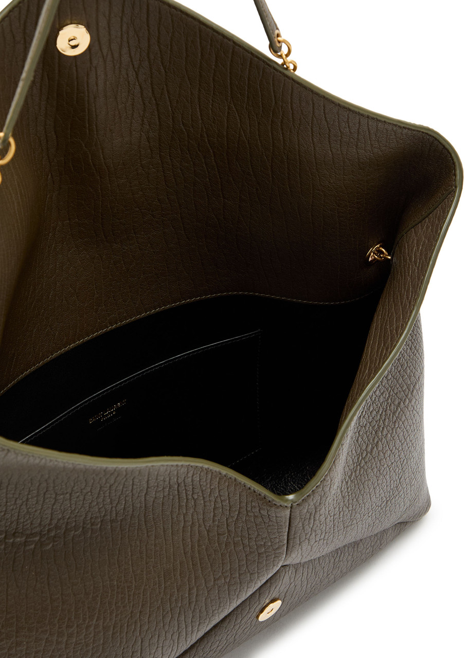 Saint Laurent Envelope Grained Leather Pouch – Khaki – One Size
