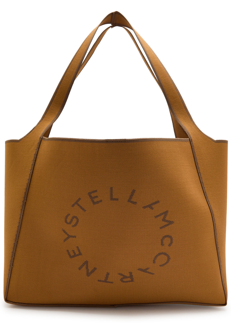 Stella Mccartney Logo Woven Tote Bag In Brown
