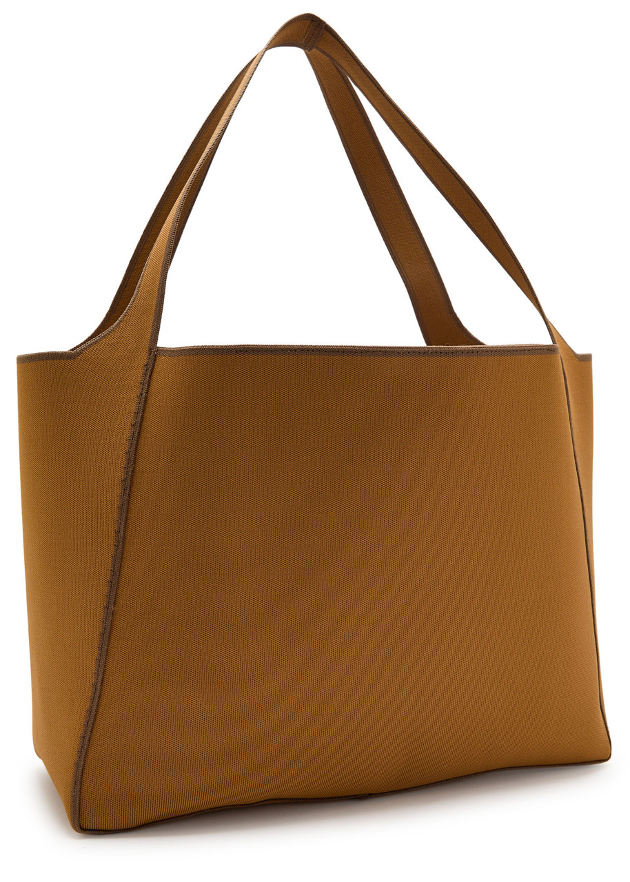 Stella Mccartney Logo Woven Tote Bag In Brown
