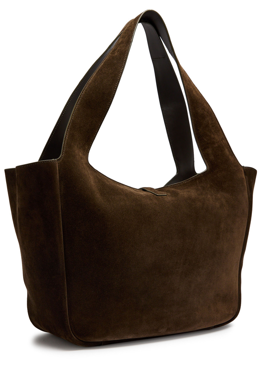 Saint Laurent Le 5 À 7 Large Suede Shopper Tote Bag In Brown