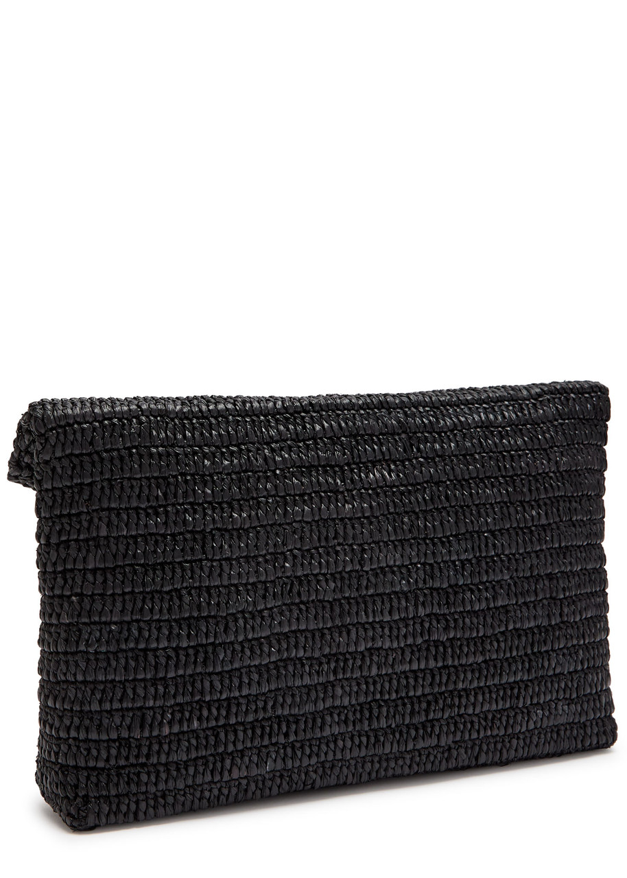 Saint Laurent Envelope Suede Pouch In Black
