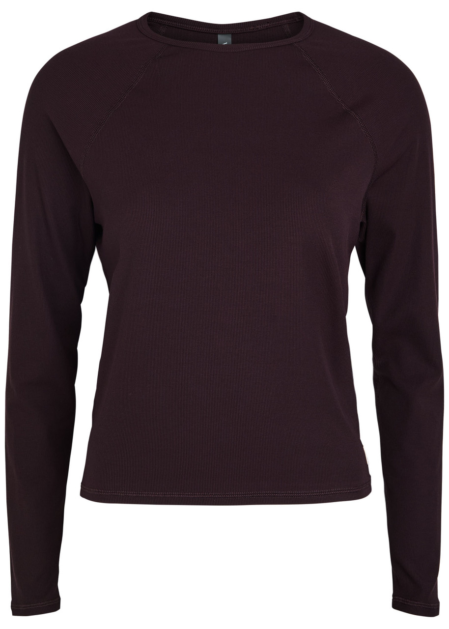 Vuori Pose Ribbed Jersey Top In Brown