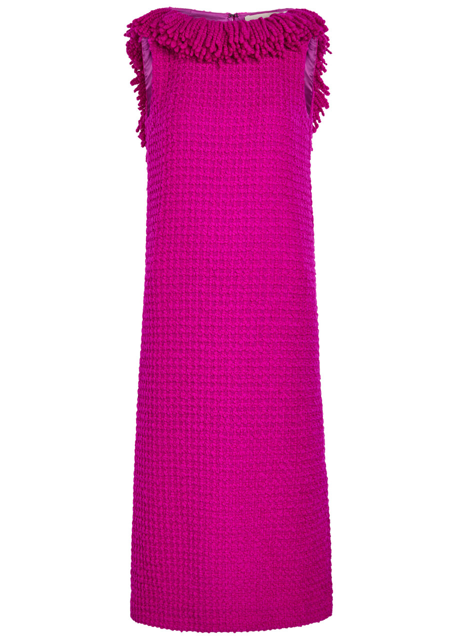 Liberowe Monument Shaggy-knit Bouclé Midi Dress In Pink