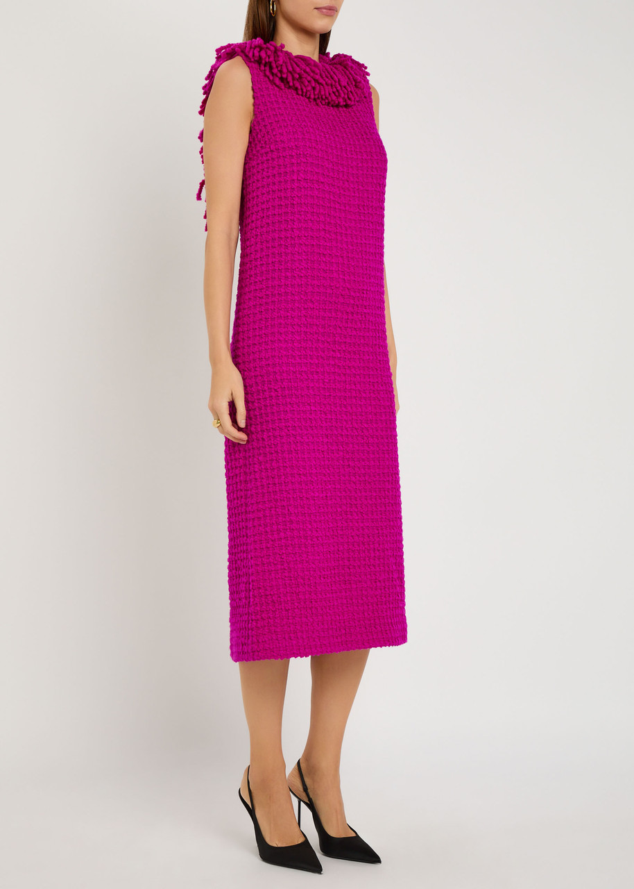 Liberowe Monument Shaggy-knit Bouclé Midi Dress In Pink
