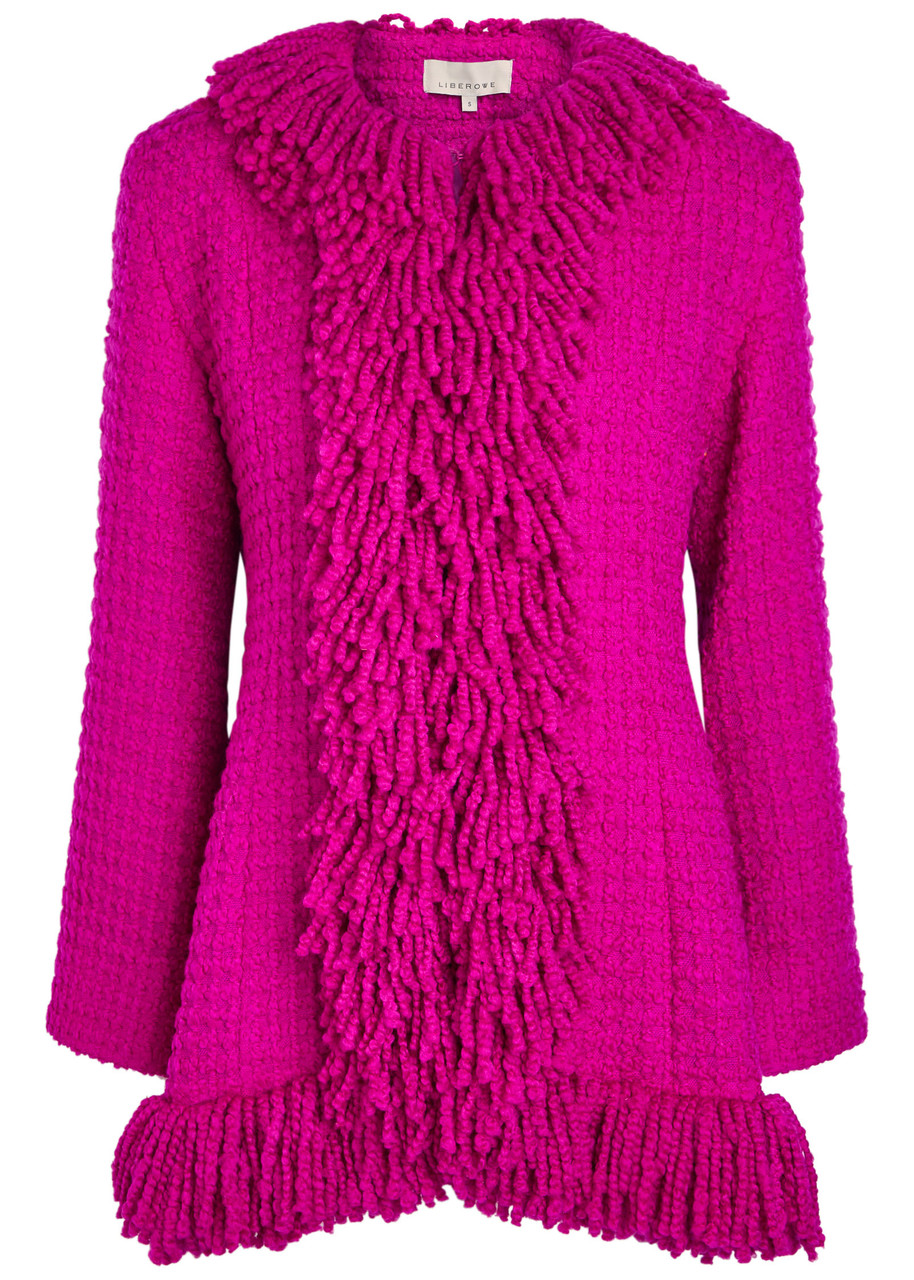 Liberowe The Banker Shaggy-knit Bouclé Jacket In Pink