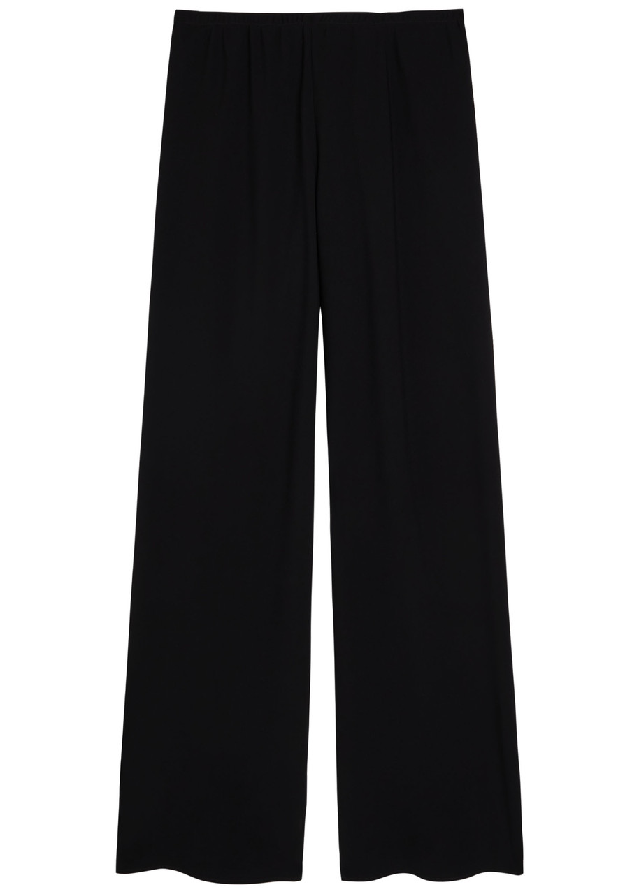 The Row Gala Wide-leg Crepe Trousers In Black