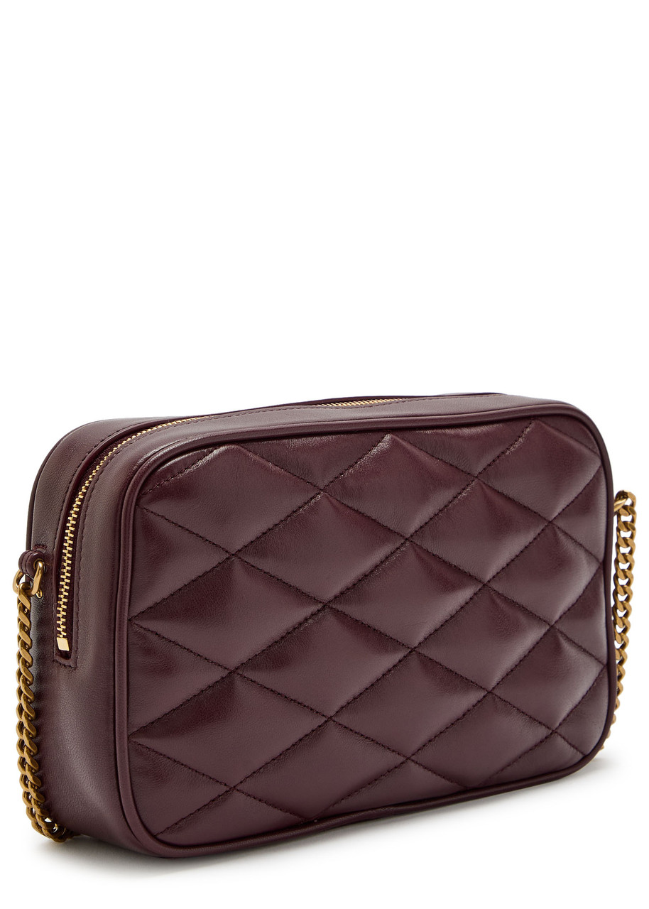 Saint Laurent Small Quilted Leather Camera Bag In Burgundy