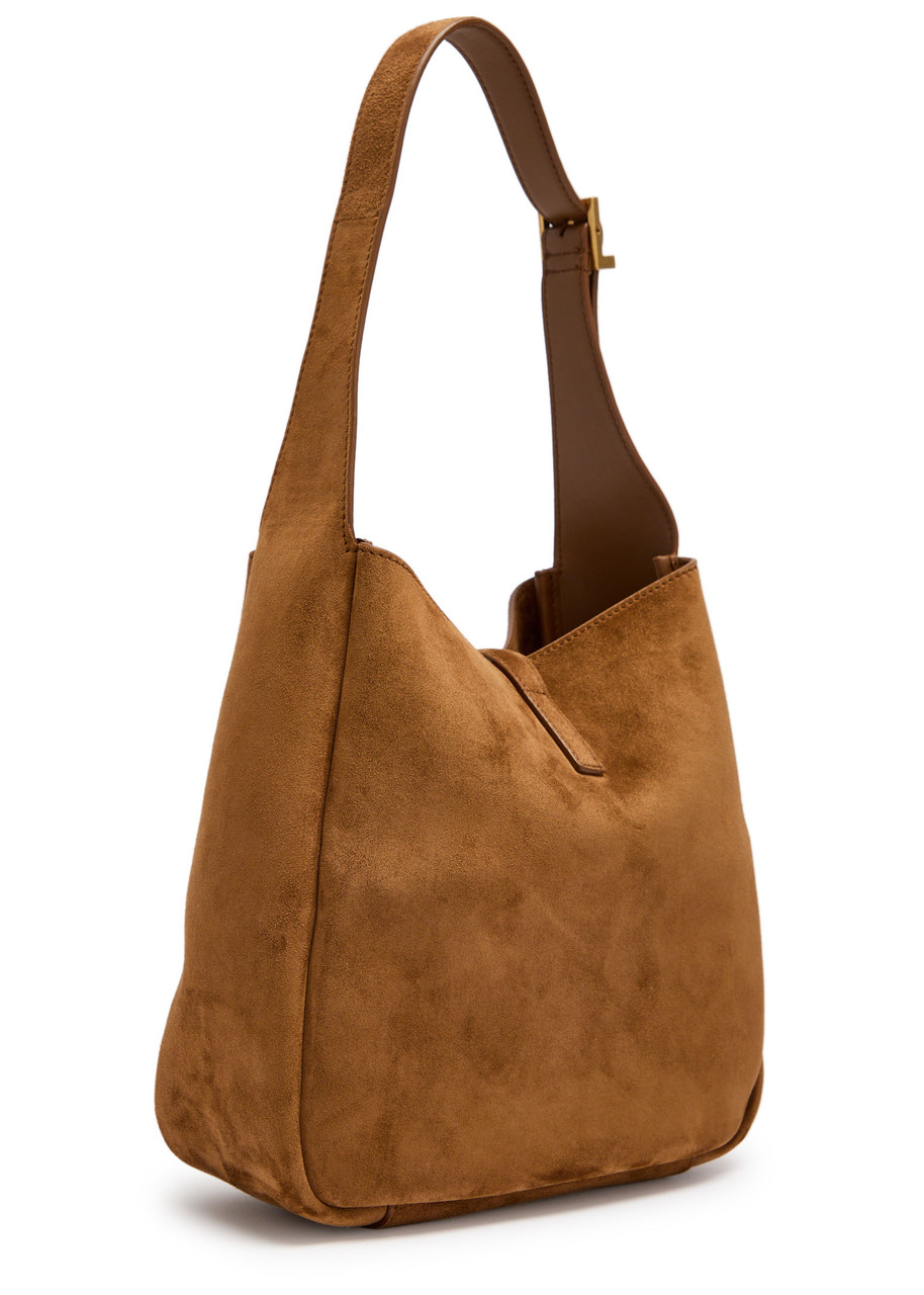 Saint Laurent Le 5 A 7 Small Suede Hobo Shoulder Bag In Brown