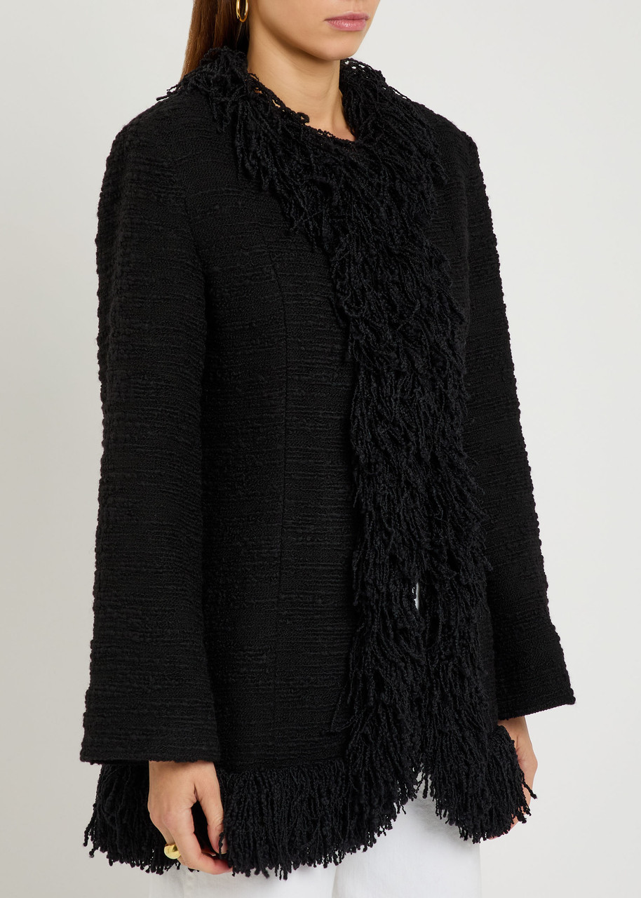 Liberowe The Banker Fringed Bouclé Wool-blend Jacket In Black