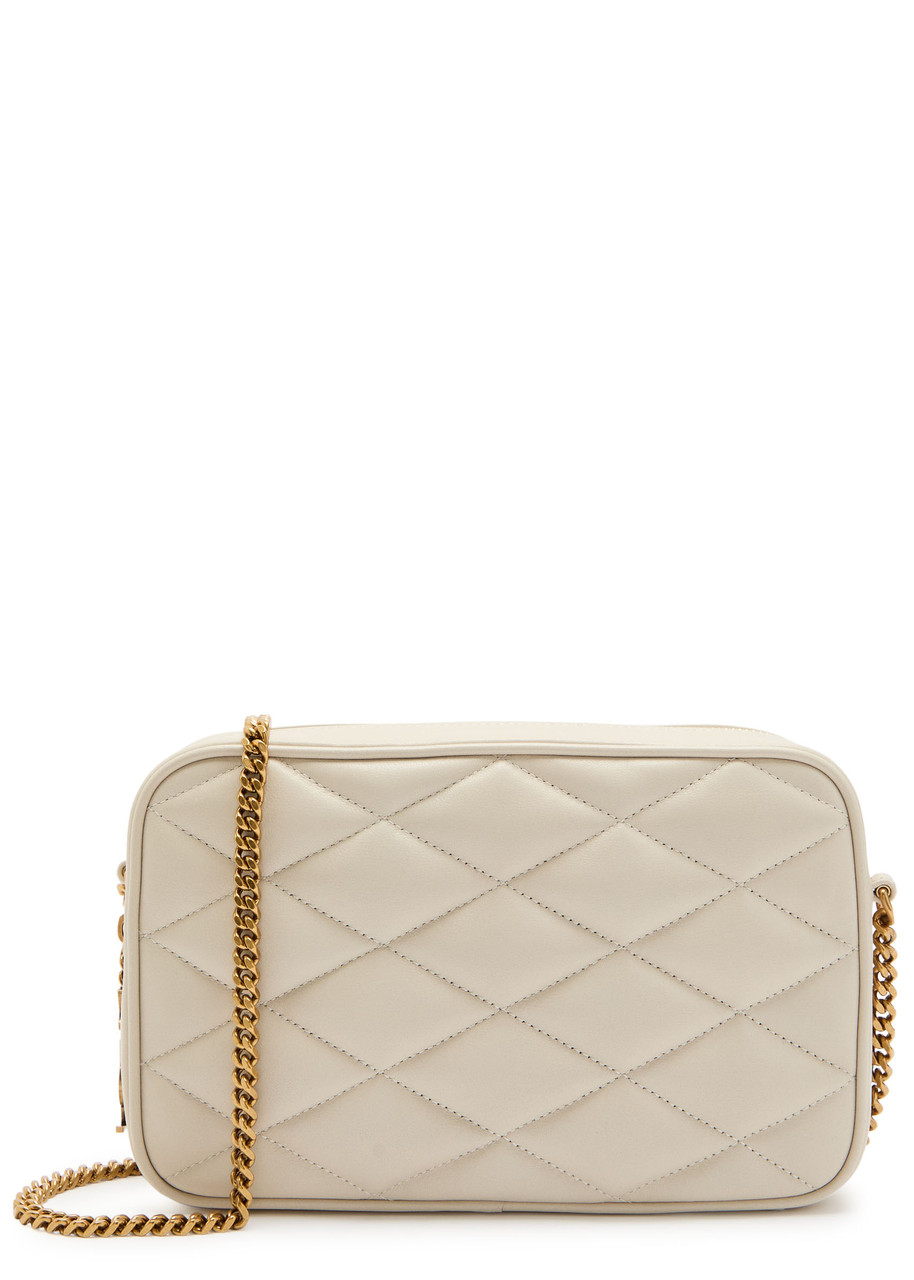 Saint Laurent Small Quilted Leather Camera Bag In Neutral